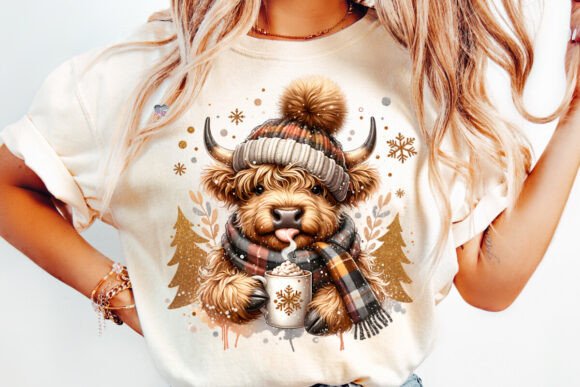 Adorable Highland Cow Christmas PNG Designs