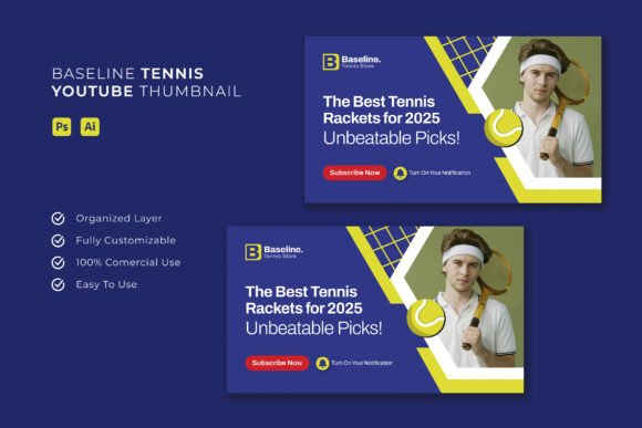 Baseline Tennis - YouTube Thumbnail: Design Templates