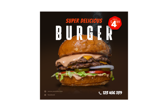 Burger Instagram Post Banner Template for Social Media