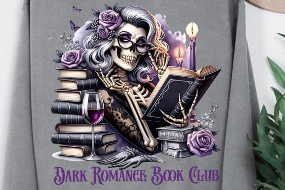 Dark Romance Book Club PNG Skeleton