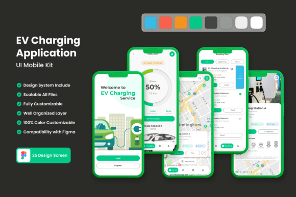 EV Charging Mobile UI KIT: 25 Templates for Easy App Design