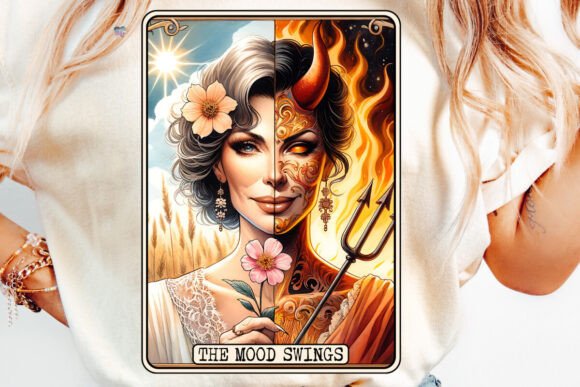 Funny Menopause Tarot PNG: Mood Swings & Hot Flash Humor