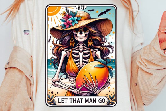 Mango Tarot Card PNG Sarcastic Skeleton Design