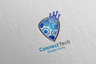 Modern Tech Logos with Electronic Wires and Pixels