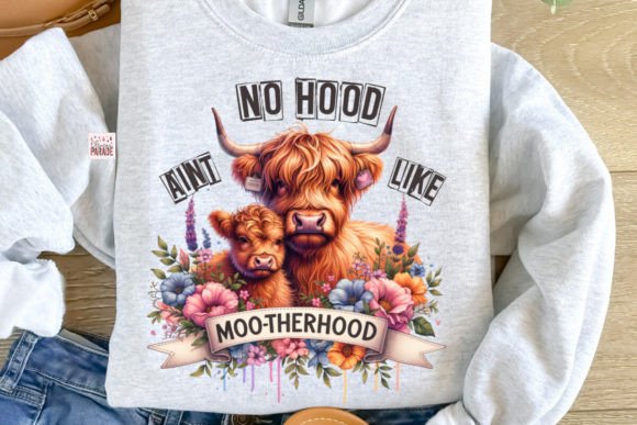 Mothers Day Highland Cow PNG Heifer: A Unique Design Asset