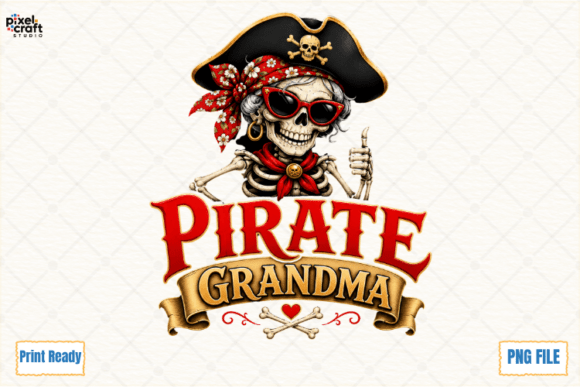 Pirate Grandma Skeleton Halloween PNG: A Spooky & Fun Design