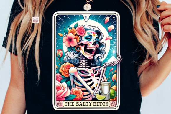 Tarot Card PNG the Salty Bitch, Tequila: Bold Digital Art for Edgy Projects